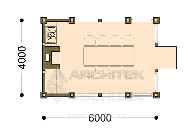 V-046-F проект беседки из дерева 4х6