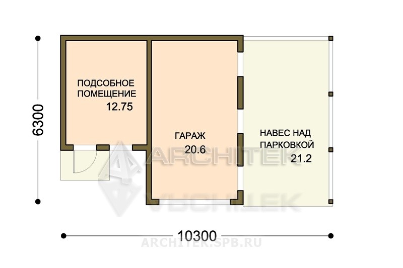 V-047-F проект гаража с навесом