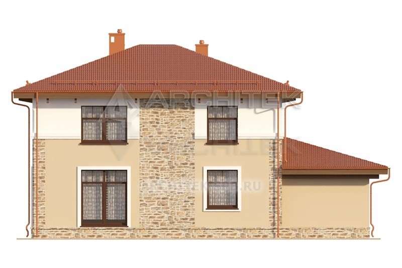 V-054-2P проект простого дома из газобетона с гаражом 9.3х15