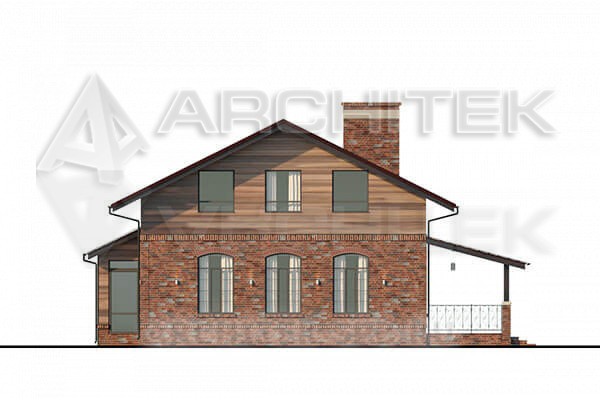 VR-007-P/1 проект дома из газобетона с гаражом, мансардой, террасой 13.2×15.5