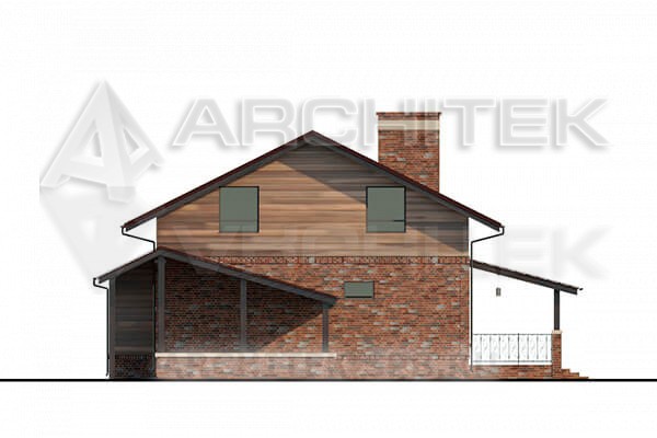 VR-007-P готовый проект дома из газобетона с гаражом, мансардой, террасой