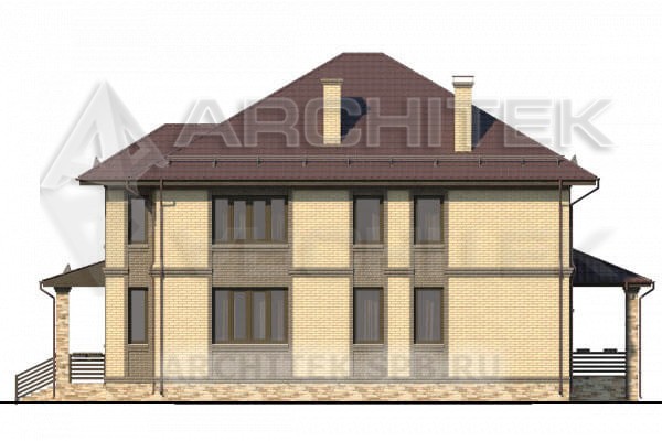 VR-015-P/1 проект двухэтажного дома из газобетона с террaсой 11.29×17.49