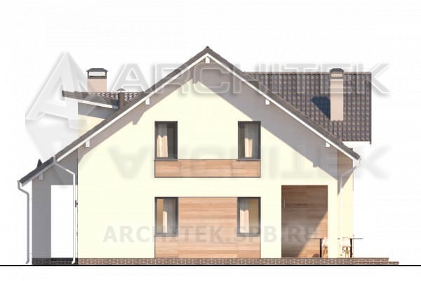 VR-016-P готовый проект дома из газобетона с мансардой и террасой 10.5×14.3