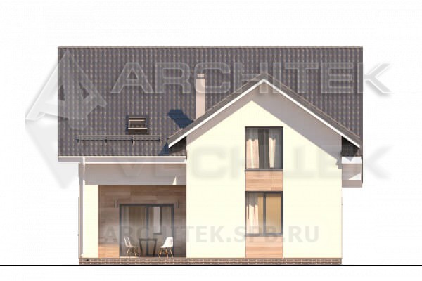 VR-016-P готовый проект дома из газобетона с мансардой и террасой 10.5×14.3