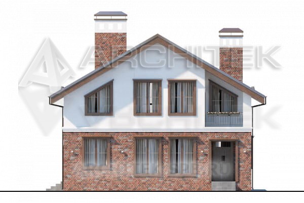 VR-018-P проект дома из газобетонных блоков с мансардным этажом и террасой