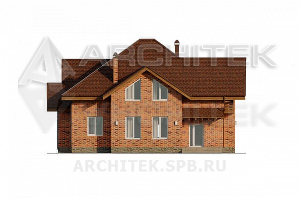 VR-019-P/1 проект дома из газобетонных блоков с мансардой, балконом и террасой 13.37×17.16