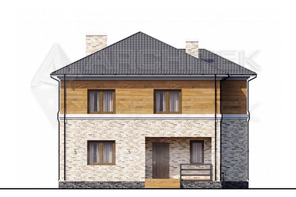 VR-042-P проект двухэтажного дома из газобетонных блоков с террасой 16×11.7