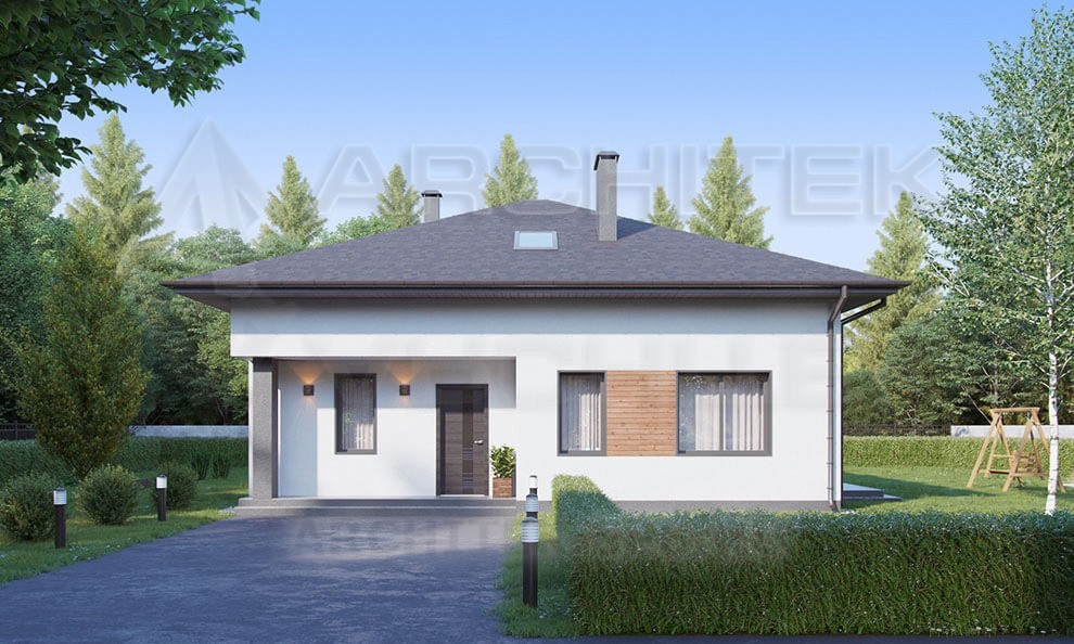 VR-065-P/1 проект дома из газобетона с мансардой и террасой 14×13.4