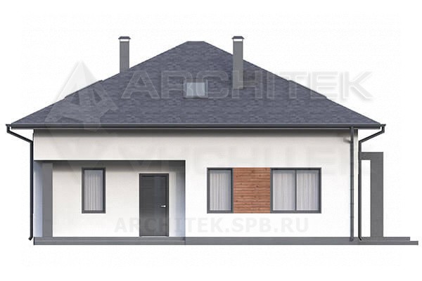 VR-065-P/1 проект дома из газобетона с мансардой и террасой 14×13.4