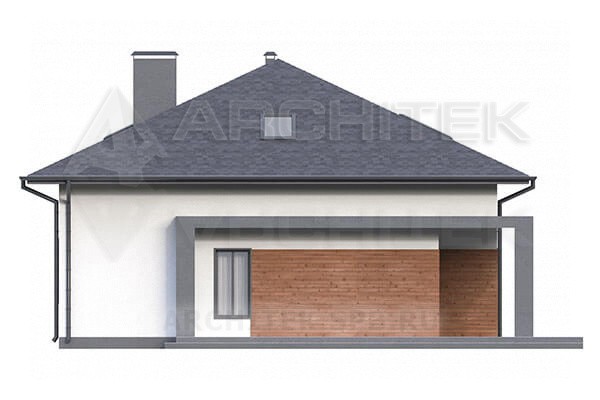 VR-065-P/1 проект дома из газобетона с мансардой и террасой 14×13.4