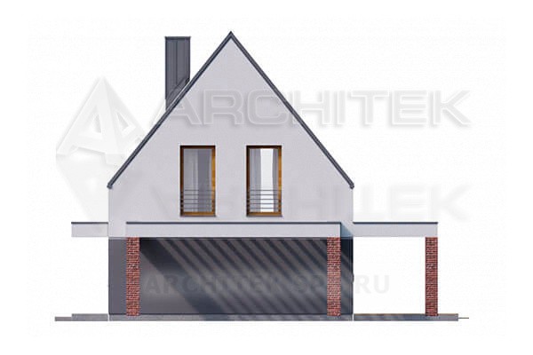 VR-067-P/1 проект современного дома из газобетона 15.8×11 с мансардой, гаражом-навесом и террасой