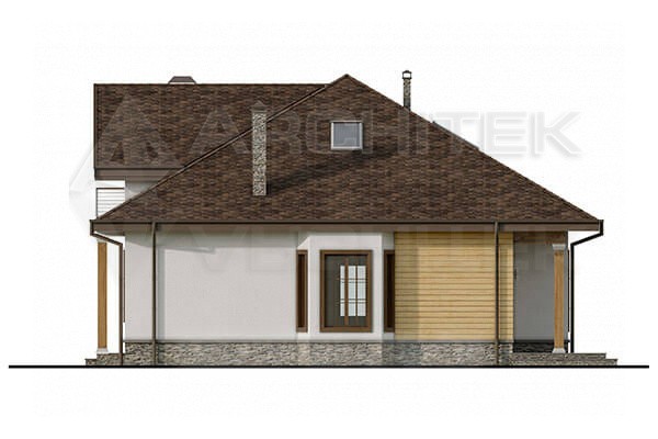 VR-083-P/1 проект дома из газобетона 14.9×15 с мансардой, террасой, балконом