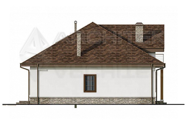 VR-083-P/1 проект дома из газобетона 14.9×15 с мансардой, террасой, балконом