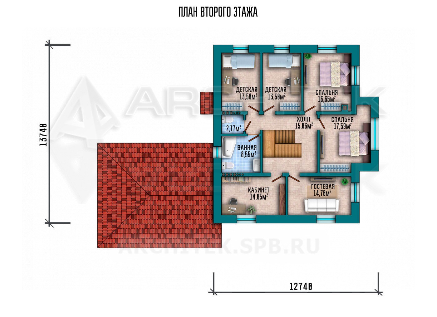 VR-084-P/1 проект двухэтажного дома из газобетона с подвалом и гаражом на 2 авто