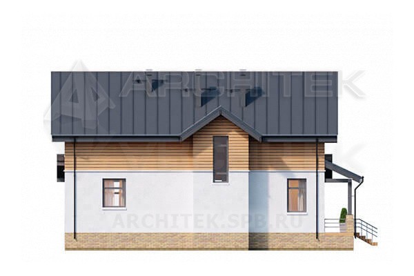 VR-085-P/1 готовый проект загородного дома из газобетона с мансардой и террасой 14.63×12.45