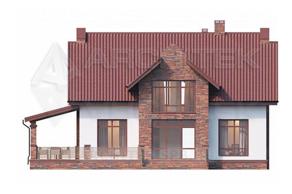 VR-086-P/1 проект дома из газобетонных блоков с мансардой, вторым светом и полуоткрытой террасой 15.9×15.4