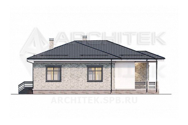 VR-090-P/1 проект одноэтажного коттеджа 17.95×15.65 из газобетонных блоков с террасой