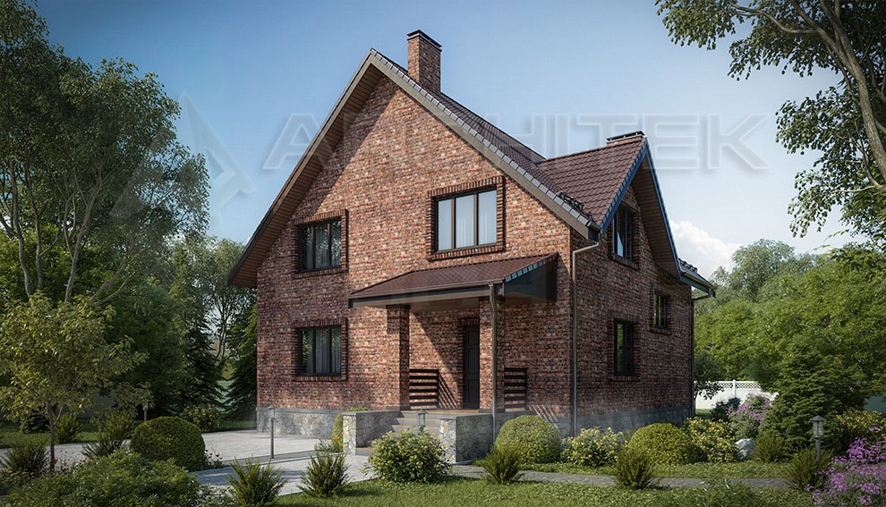 VR-098-P/1 готовый проект загородного дома из газобетона с мансардой 10.94×13.92