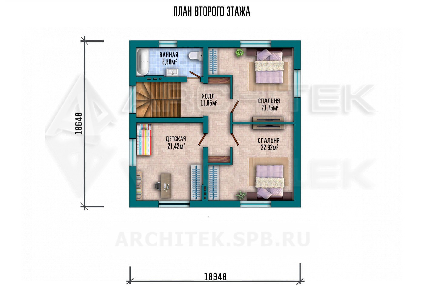 VR-098-P проект загородного дома из газобетона 10.94×13.92 с мансардой
