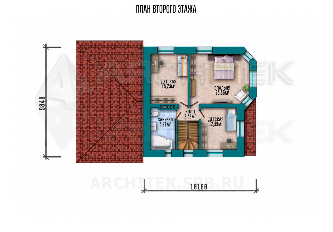 VR-115-P/1 проект 3-этажного дома из пеноблоков с подвалом, гаражом и эркером 17.3×9.8