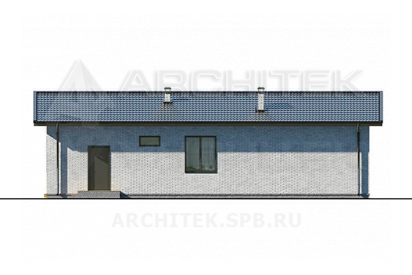 VR-158-P готовый проект загородного одноэтажного дома 13.21×15.46 из пеноблоков с сауной и террасой