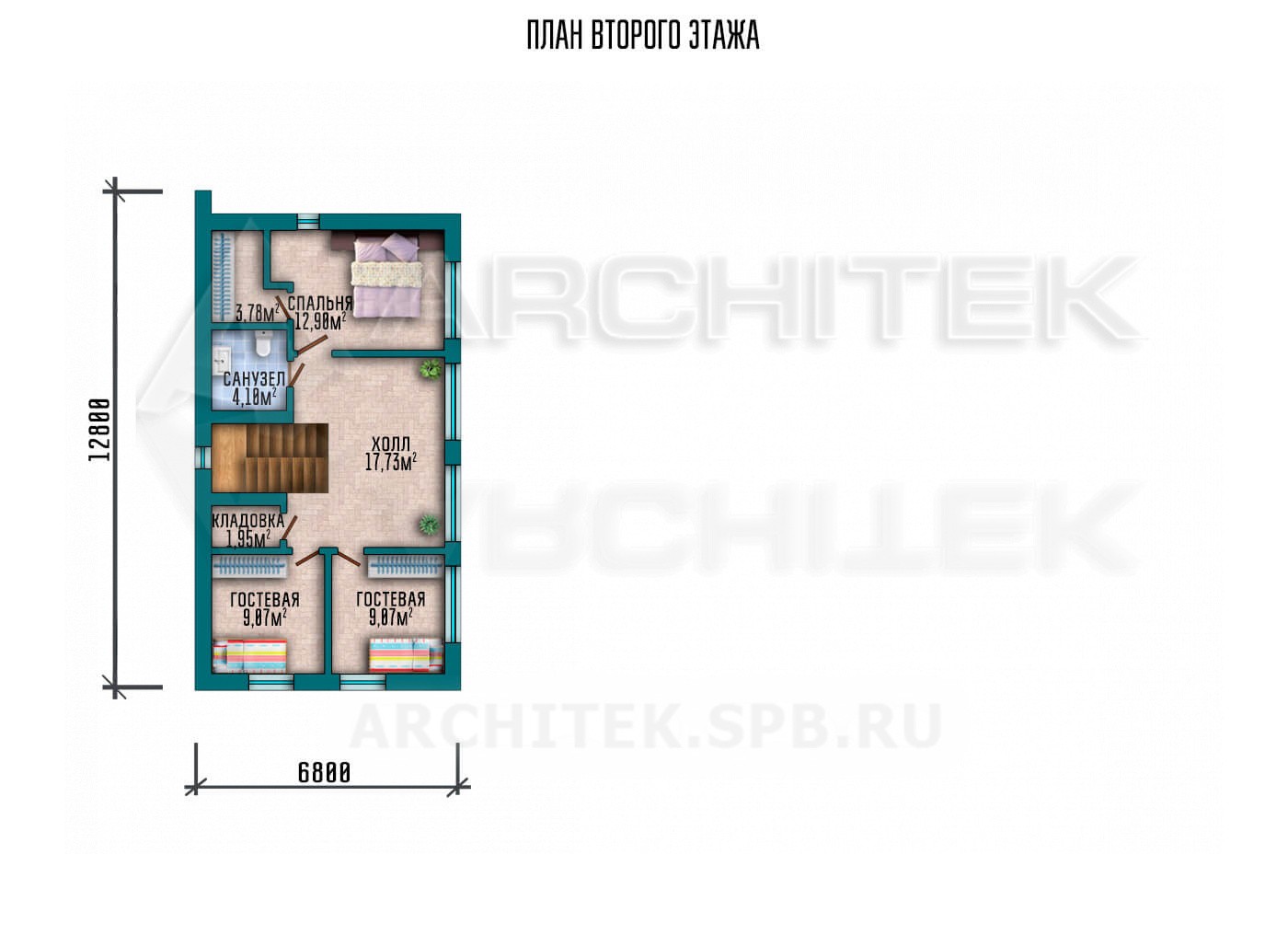 VR-168-P/1 проект современного 2-этажного коттеджа из пеноблоков с плоской крышей, террасой, гаражом, сауной