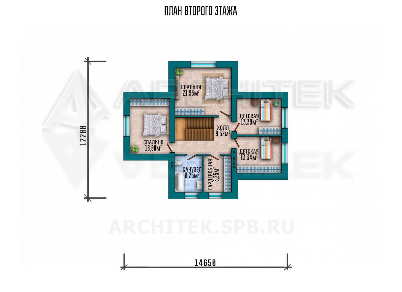 VR-182-P/1 проект коттеджа из газобетона 14.65×18.7 с мансардой, гаражом и террасой