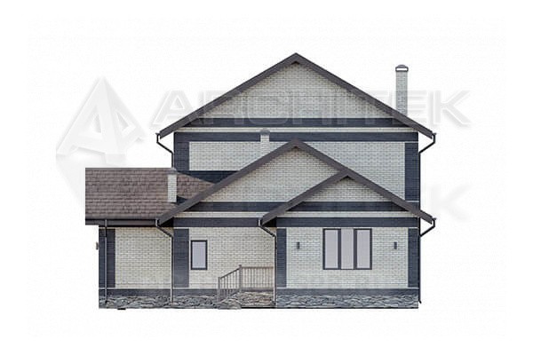 VR-195-P/1 готовый проект загородного 2-этажного дома из газобетона 17.24×13.38 с верандой