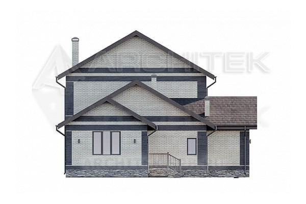 VR-195-P проект загородного двухэтажного коттеджа 17.24×13.38 из пеноблоков с верандой