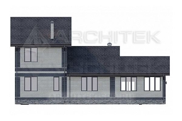 VR-195-P проект загородного двухэтажного коттеджа 17.24×13.38 из пеноблоков с верандой