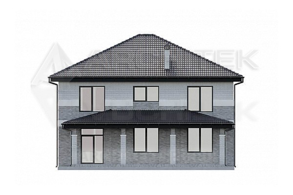 VR-204-P/1 проект двухэтажного дома из газобетона с террасой 13×11.6