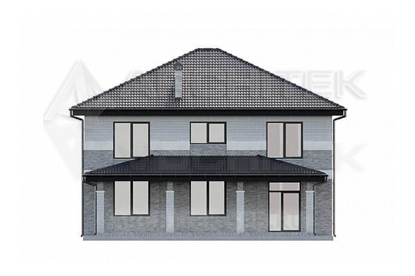 VR-204-P проект двухэтажного коттеджа 13×11.6 из пеноблоков с террасой