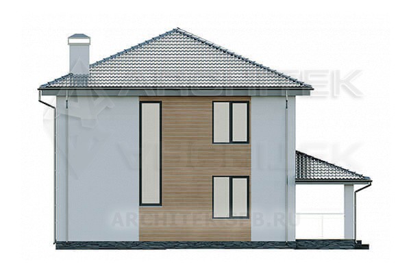 VR-205-P/1 проект 2-этажного дома 13.2×11.8 из газобетонных блоков с террасой и балконом