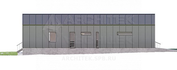 VR-208-P проект современного 1-этажного коттеджа-барнхаус из пеноблоков с гаражом и террасой 20.89×11.67