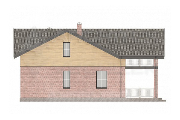 VR-235-P/1 проект дома из пеноблоков 10.2×15.3 с мансардой, террасой, вторым светом, балконом