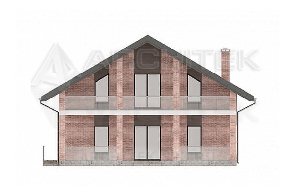 VR-237-P/1 проект коттеджа из пеноблоков с мансардой, балконом и террасой 16.4×13