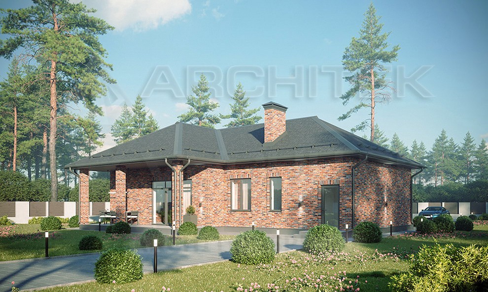 VR-240-P/1 проект дома из пеноблоков с мансардой, террасой, гаражом 16.1×18.25