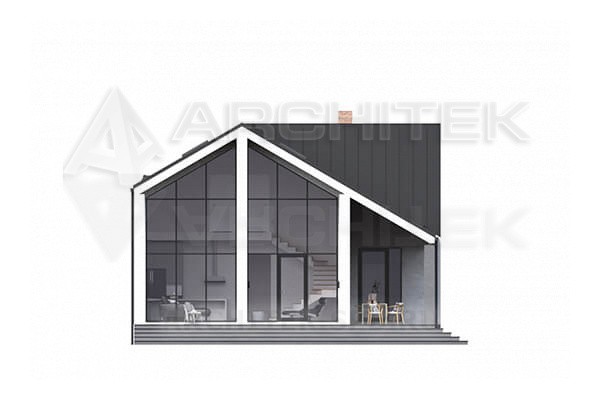 VR-250-P проект современного дома 12.13×14.65 из газобетона с мансардой, вторым светом, террасой