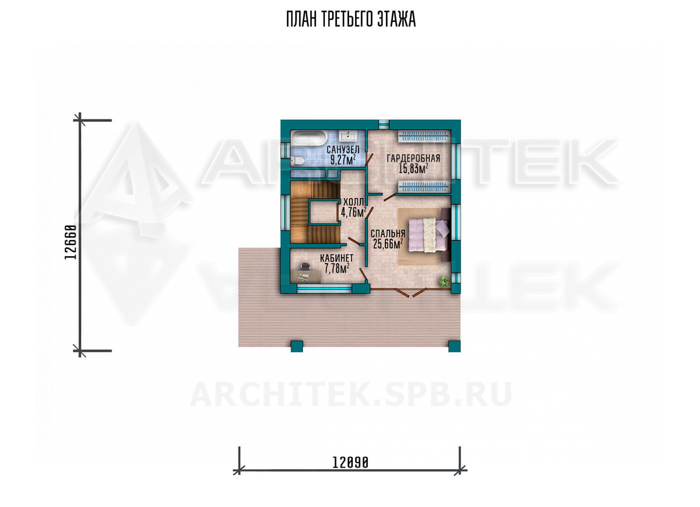 VR-255-P проект 3-этажного коттеджа из газобетона 26.8×20 с плоской крышей, бассейном, гаражом, сауной, террасой
