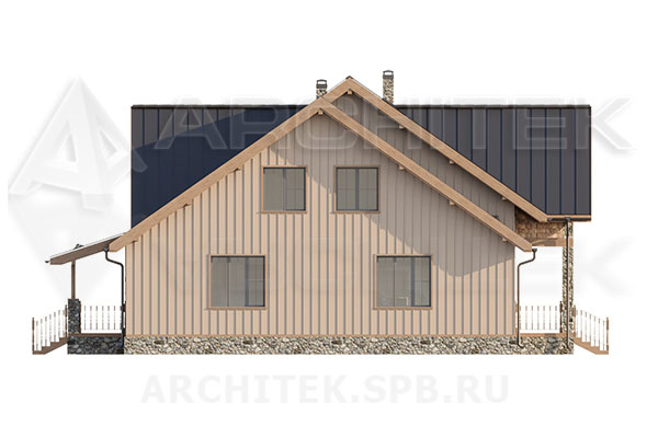 VR-268-P/1 проект загородного дома из пеноблоков 13.1×19.5 с мансардой, террасой и балконом