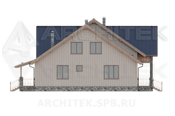 VR-268-P проект коттеджа 13×19.5 из газобетонных блоков с мансардой, балконом, террасой