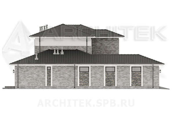 VR-271-P проект 2-этажного коттеджа 13.9×19.5 из газобетонных блоков с гаражом, сауной, террасой