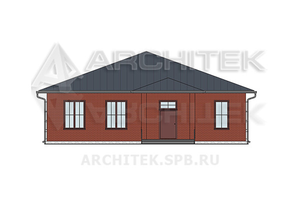 VR-272-K/1 Проект простого 1-этажного дома из кирпича 15×23.5 с террасой 