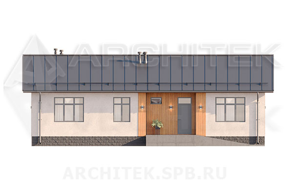 VR-277-P/1 проект 1-этажного коттеджа 16.3×11.6 из газобетона с террасой