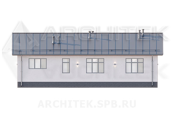 VR-277-P/1 проект 1-этажного коттеджа 16.3×11.6 из газобетона с террасой