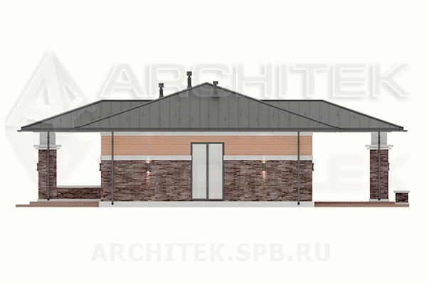 VR-282-P проект 1-этажного загородного дома из газобетонных блоков 12.55×18.3 с террасой