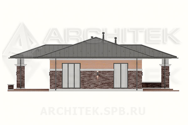 VR-282-P проект 1-этажного загородного дома из газобетонных блоков 12.55×18.3 с террасой
