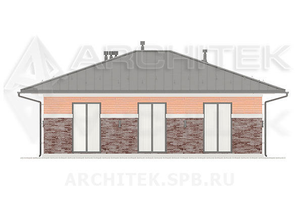 VR-283-P/1 проект 1-этажного загородного дома из газобетона 12.55×11.6