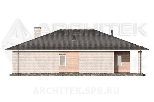 VR-287-P/1 проект 1-этажного дома из газобетонных блоков с террасой 11.9×15.45