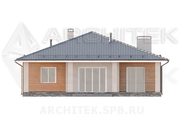 VR-287-P/1 проект 1-этажного дома из газобетонных блоков с террасой 11.9×15.45